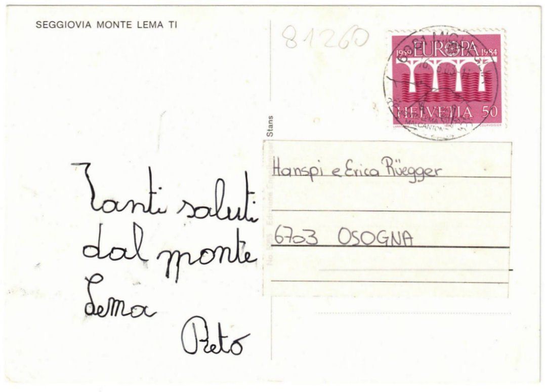 Cartoline postali: Miglieglia - Sessellift Monte Lema – Usato da Binningen venduto da Mountainrider 1