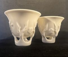 2 bols à thé porcelaine blanc de Chine, signés