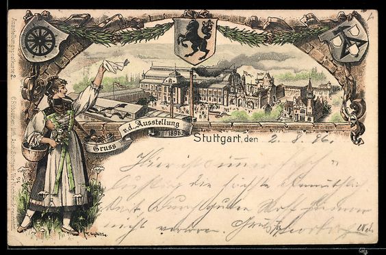 Cancelleria postale: Litho Stuttgart, Ausstellung 1896, Messe – Usato da Berlin venduto da bartko-reher