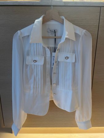 MORGAN Bluse weiss mit Plissee-Details Gr.34 neu mit Etikett