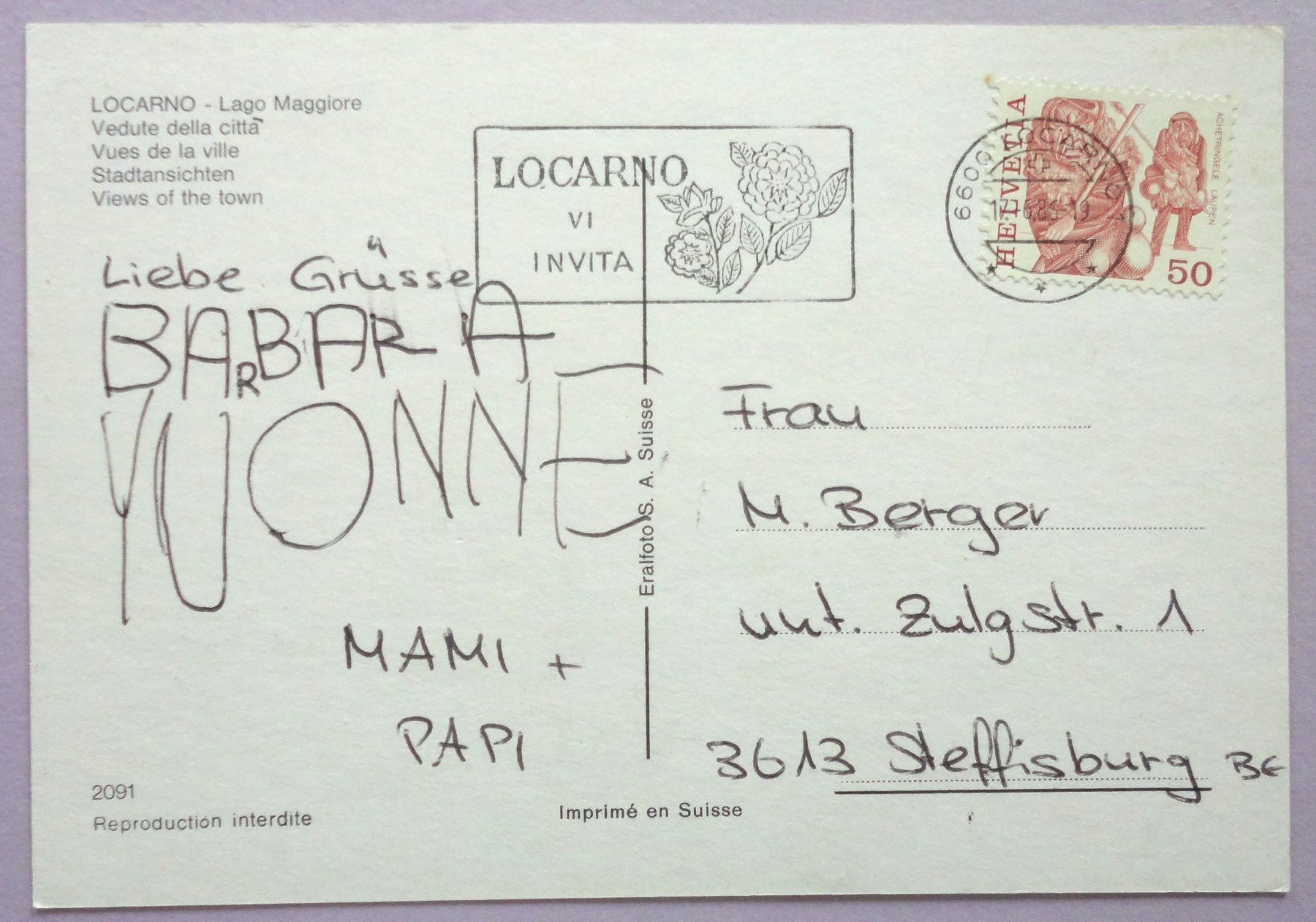 Cartoline postali: Locarno - Lago Maggiore – Usato da Fétigny venduto da Billy2miny 1