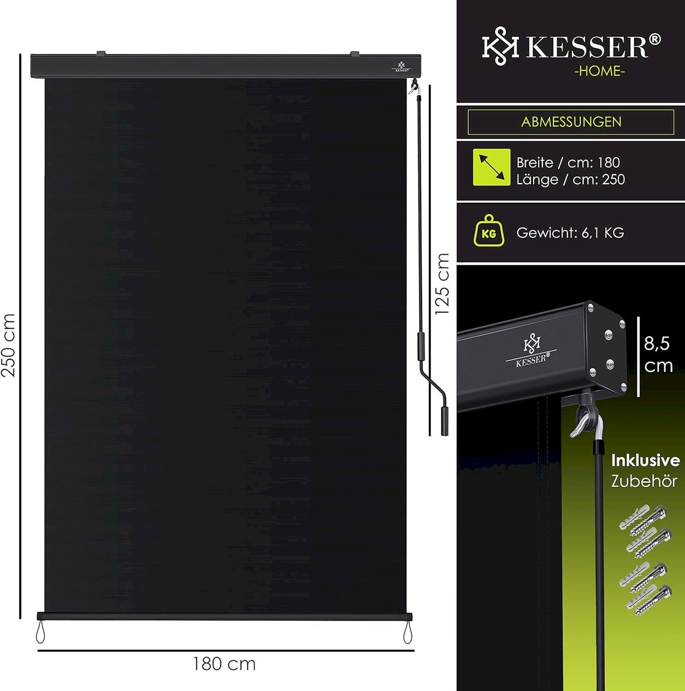 Markisen: Aussen-Senkrechtmarkise 180x250 anthr. – Neu und originalverpackt aus Bottighofen von zaap 6