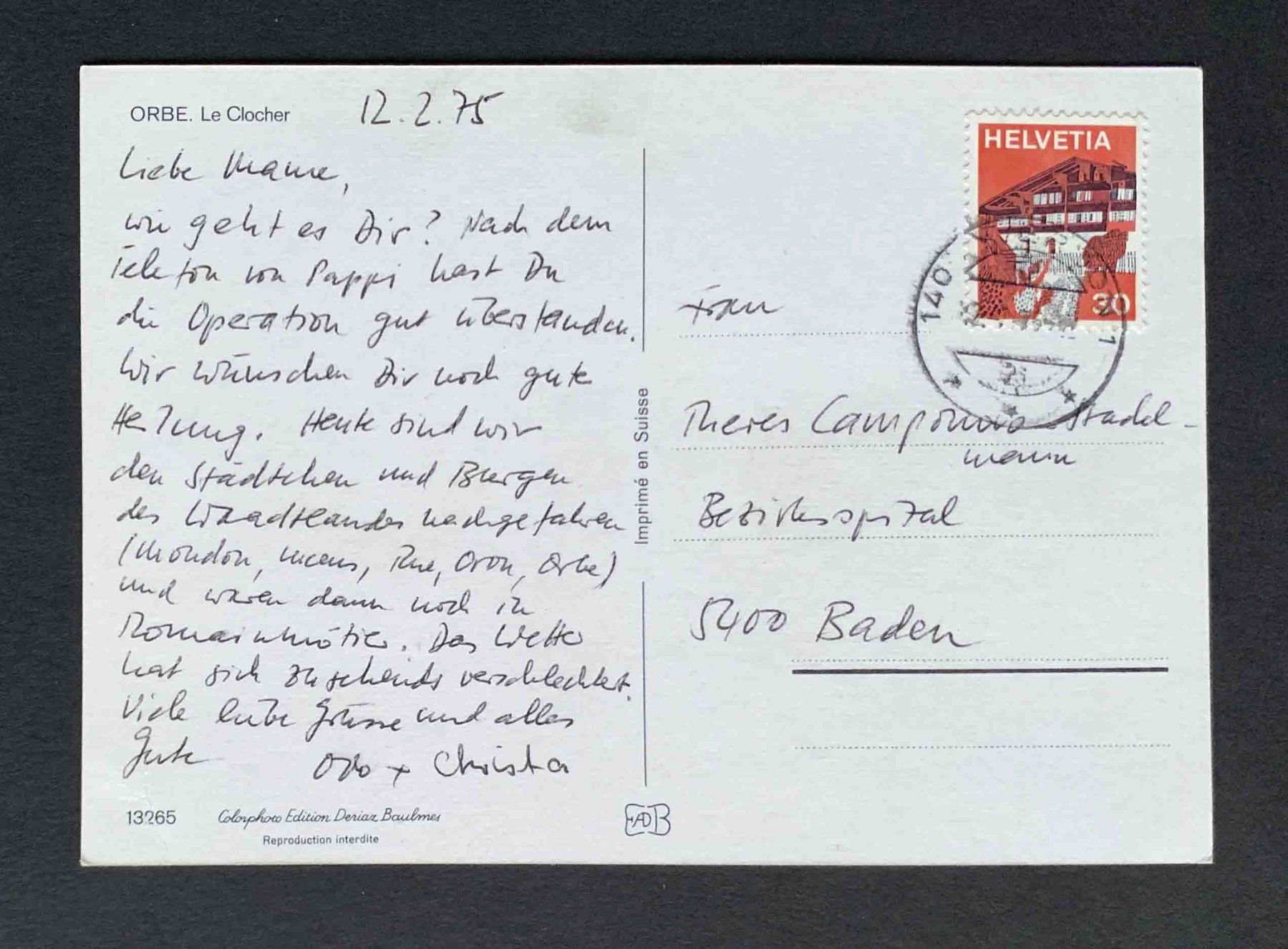 Cartoline postali: AK ORBE Le Clocher – Usato da Goldau venduto da artelier1 1