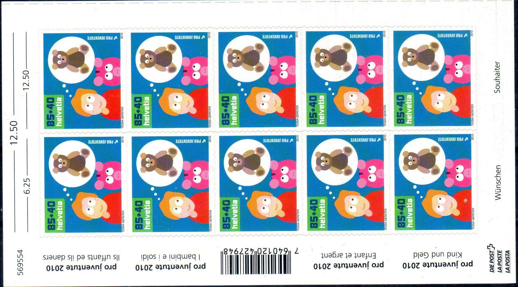 Tutti i francobolli: KLEINBOGEN 10 MARKEN 85+40 PRO JUVENTUTE 2010 **POSTFRISCH** – Nuovo (secondo la descrizione) da Losone venduto da EM2019