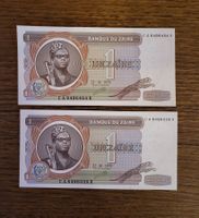 2x 1 Zaire Banknote von 1979