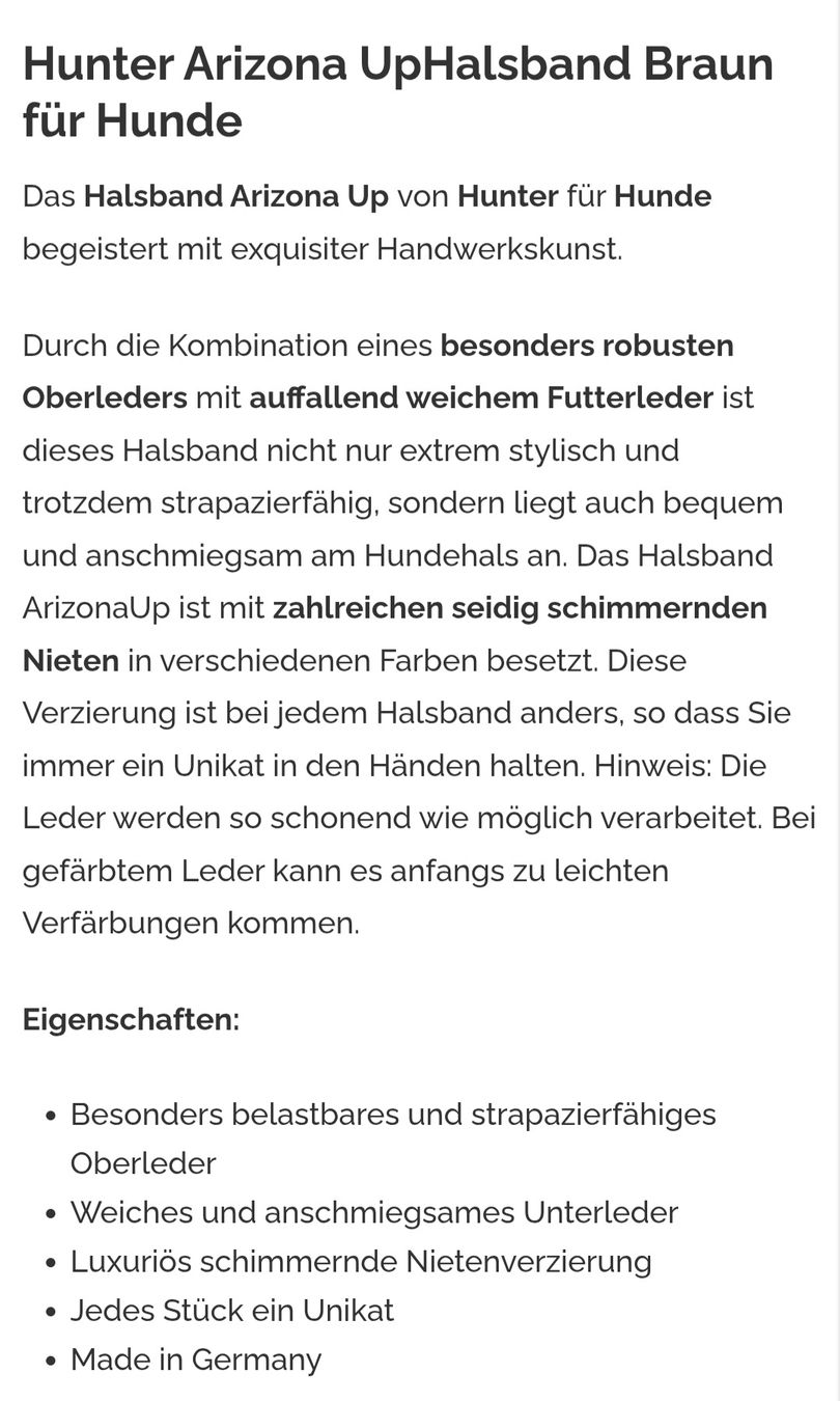 Hunter Guinzagli & Collari: HUNTER Halsband Hund,  Leder,  Marke Hunter – Usato da Schötz venduto da baghira2007 3