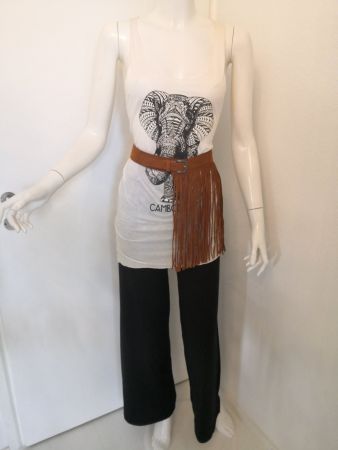 🤩BOHO-CHIC TANK-TOP WEISS MIT ELEFANT-DRUCK NEU & D&G P.