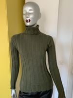 BASERANGE: Olivgrüner Rollkragenpullover aus 100% Merino, S