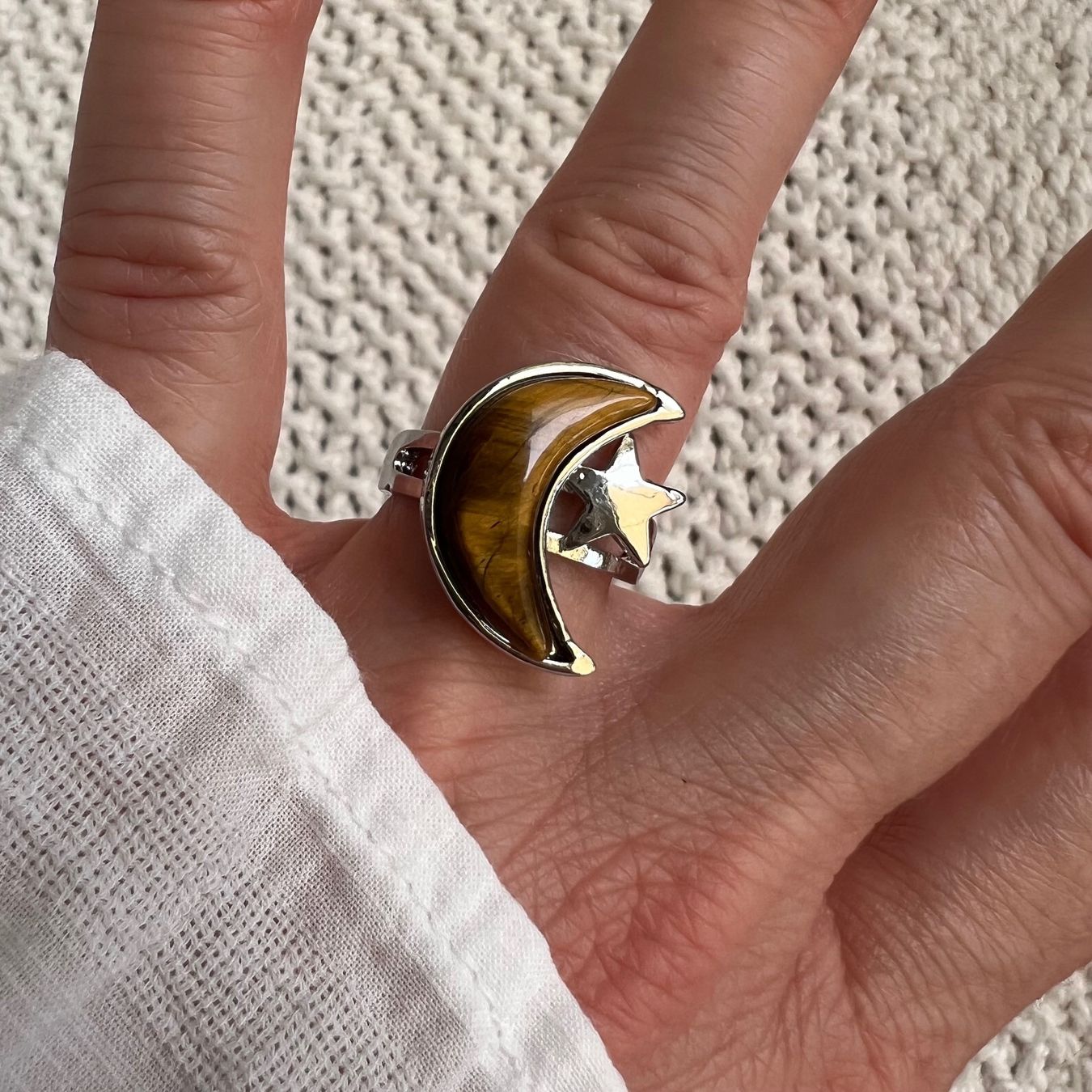Anelli: Bague Lune avec pierre oeil de tigre – Nuovo (secondo la descrizione) da Pully venduto da sunaddict 2