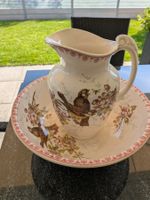 Krug mit Schale Vogelmotiv Keramik Porzellan vintage