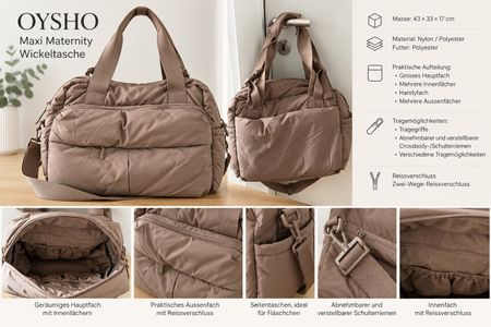 OYSHO Maxi Wickeltasche / Maternity Bag – Braun