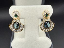 Elegante Vintage Goldfarbene Ohrringe mit Strasssteinen