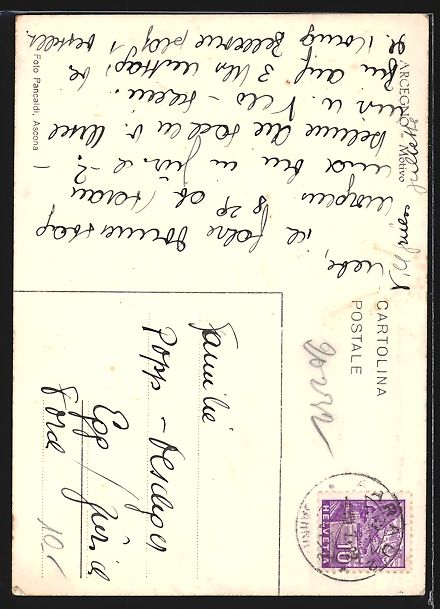 Cartoline postali: Arcegno, Alte Häuser und Frau mit Kinde – Usato da Berlin venduto da bartko-reher 1