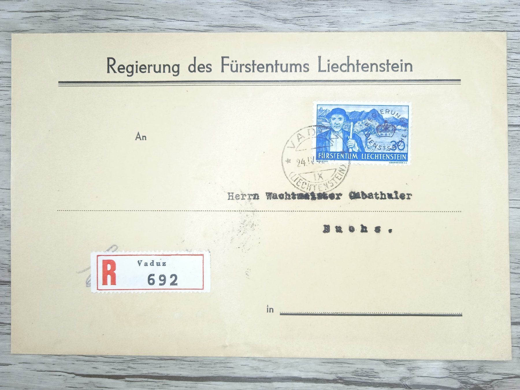Tutti i francobolli: TR70 Enveloppe + Timbre Liechtenstein 1942 – Usato da Cousset venduto da Patrick_Collections
