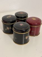 4 alte Vintage Blechdosen mit Blumenmuster, Set von 4
