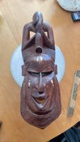 Masque africain vintage en bois exotique sculpté main vu vu