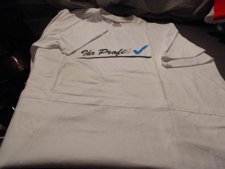 T-Shirt Grösse L, B&C,  weiss / Aufdruck Ihr Profil / Hinten