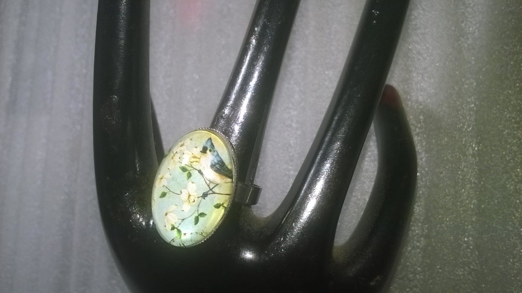 Ringe: RING EDELSTHAL,,,MIT BLUMEN UND EIN VÖGEL – Neu (gemäss Beschreibung) aus Basel von bijoutrie_4 3