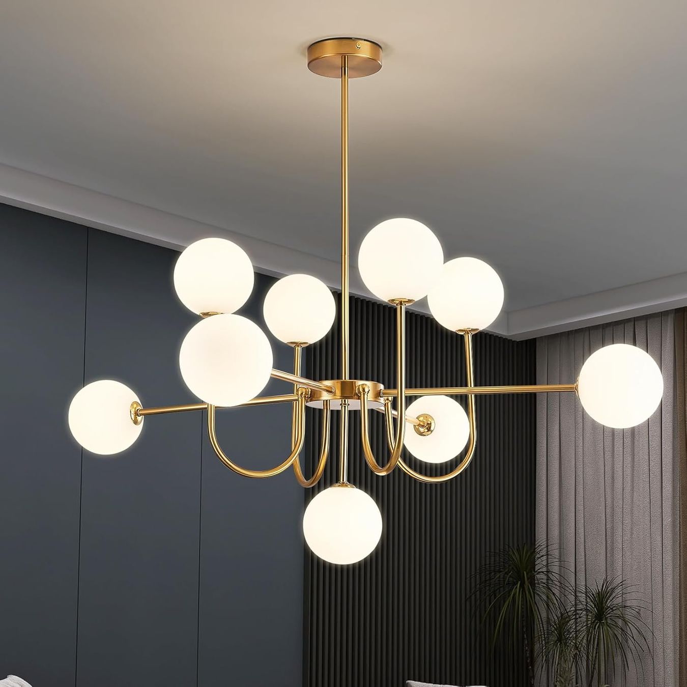 Lampadari & plafoniere: Moderne Sputnik Kronleuchter mit 9 weißen Glaskugeln – Nuovo e nell'imballaggio originale da Wittenbach venduto da VELARO