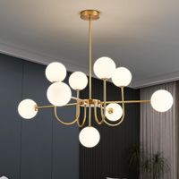 Moderne Sputnik Kronleuchter mit 9 weißen Glaskugeln