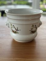 Blumentopf Porzellan Vogelmotiv Weiss Goldrand 20cm H 19cm D