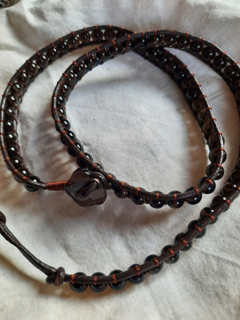Bracciali & Braccialetti: Braunes Lederarmband mit Glasperlen – Nuovo (secondo la descrizione) da Unterterzen venduto da elebo 2