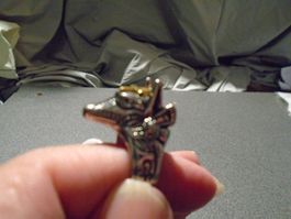 Ring Size 11, silberfarbig, goldfarbiges Kreuz, ägyptischer