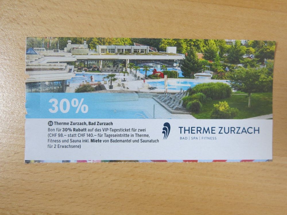30% Rabatt VIP-Tagesticket für 2 Pers. Therme Zurzach (Neu (gemäss ...