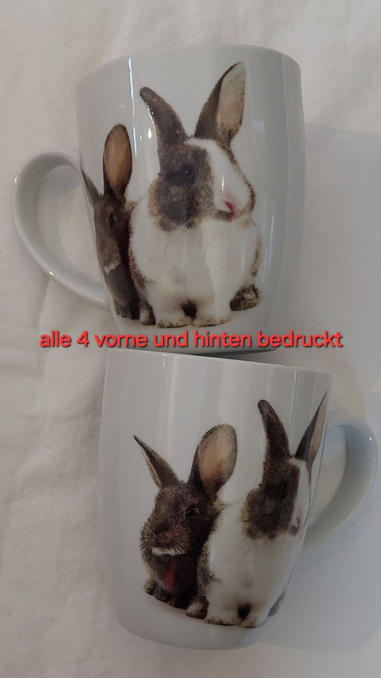 Migros Tassen: 4 Tassen mit Hasen-Aufdruck – Gebraucht aus Uitikon Waldegg von Smeragol 2