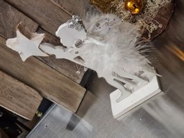 Dekorierter Holz Weihnachtsengel shabby, dekoriert H ca19 cm