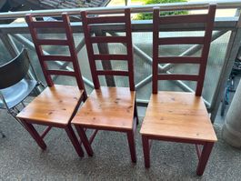 3er Stuhlset Holztesss, rotbraun, wohnzimmer/essen