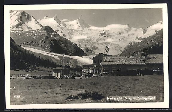 Cartoline postali: Rosegg, Restaurant Rosegg mit Gletscher  – Usato da Berlin venduto da bartko-reher