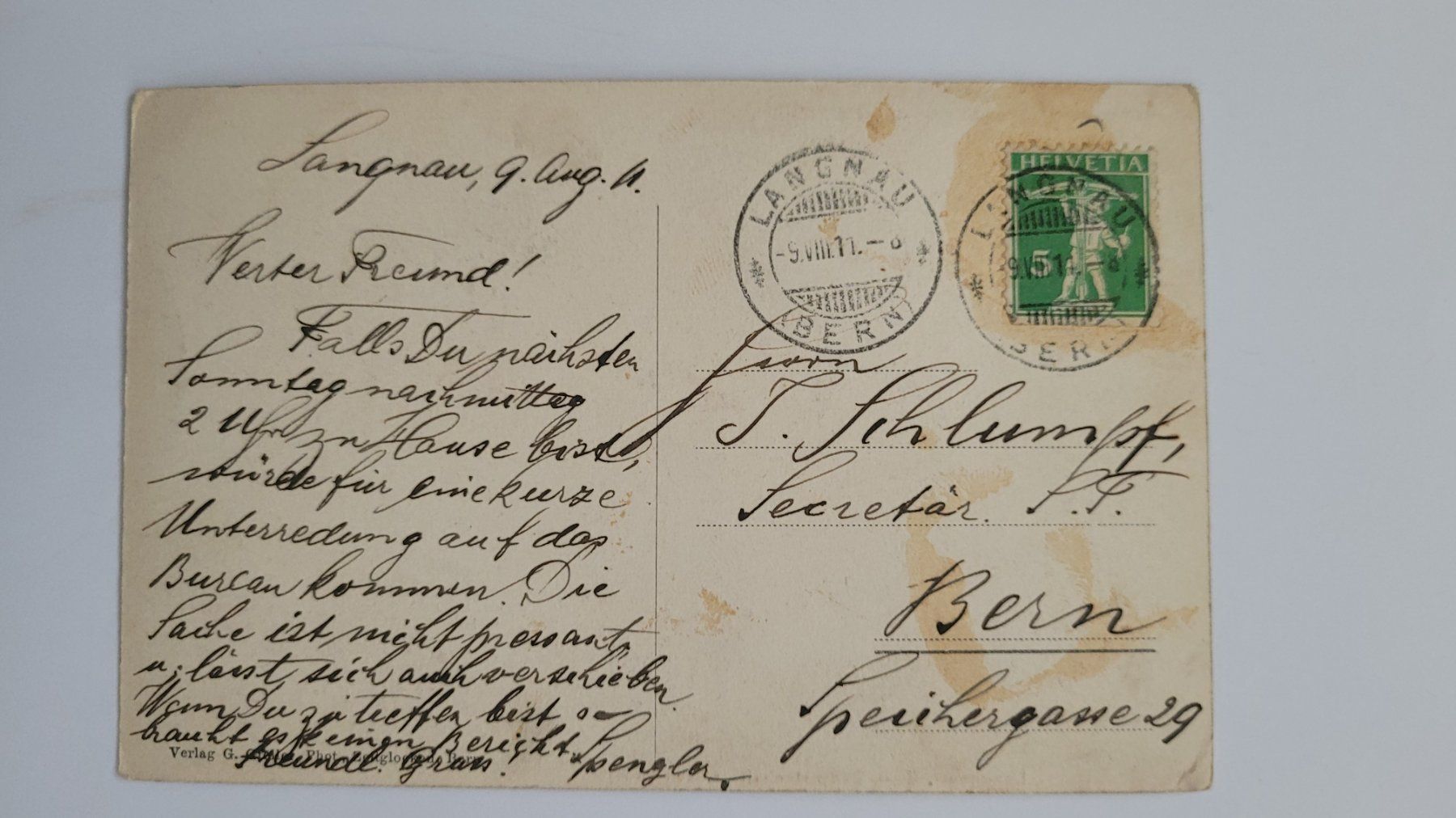 Cartoline postali: Ansichtskarte Langnau Badwirtschaft Belebt R3 – Usato da nunningen venduto da mic_88k2 1