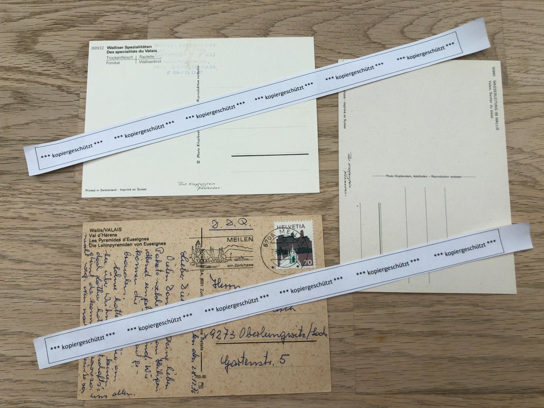 Cartoline postali: 3x Wallis Wasserleitung Lehm Euseignes AK – Usato da Hefenhofen venduto da Bierinder 1