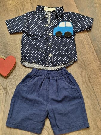 2er Set Hemd und Hose gepunktet handmade Gr 86 neuwertig