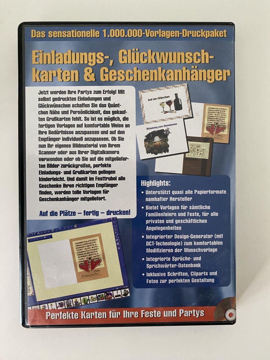 CD & DVD-Rohlinge: PC Vorlagen Einladungs-, Glückwunschkarten – Neu (gemäss Beschreibung) aus Emmenbrücke von ste_2t9w 1