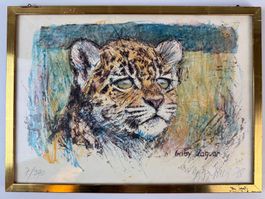 Lithographie von Fritz Hug - Baby Jaguar