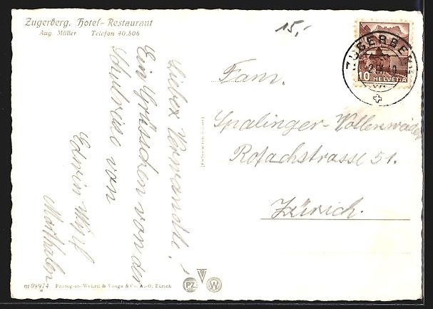 Cartes postales: Zugerberg, Blick von der Restaurations-T – D'occasion à Berlin par bartko-reher 1