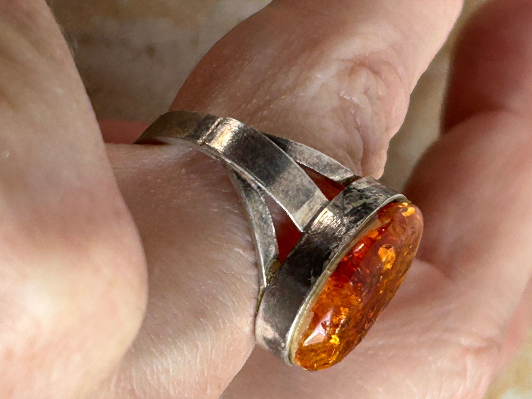 Anelli: Bernstein Ring, Vintage Silberring (gr.58) – Usato da Laufen venduto da belleskulptur 3