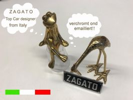 ZAGATO Badge Emblem Rechteck verchromt /emailliert 70x25x2mm