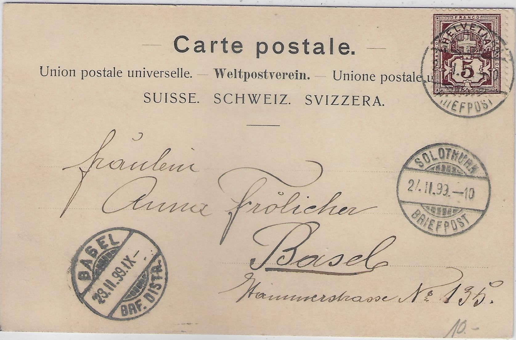 Cartoline postali: Solothurn - Hauptgasse 1899 – Usato da Ettingen venduto da Kartenplanet 1