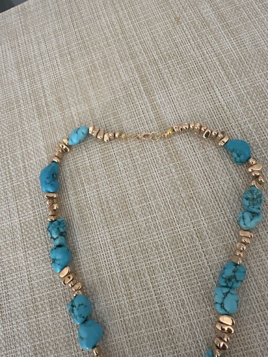 Ketten: Boho-Chic Turquoise Necklace with Golden Geometric Charm – Neu (gemäss Beschreibung) aus Bouveret von dou_g8q7 3