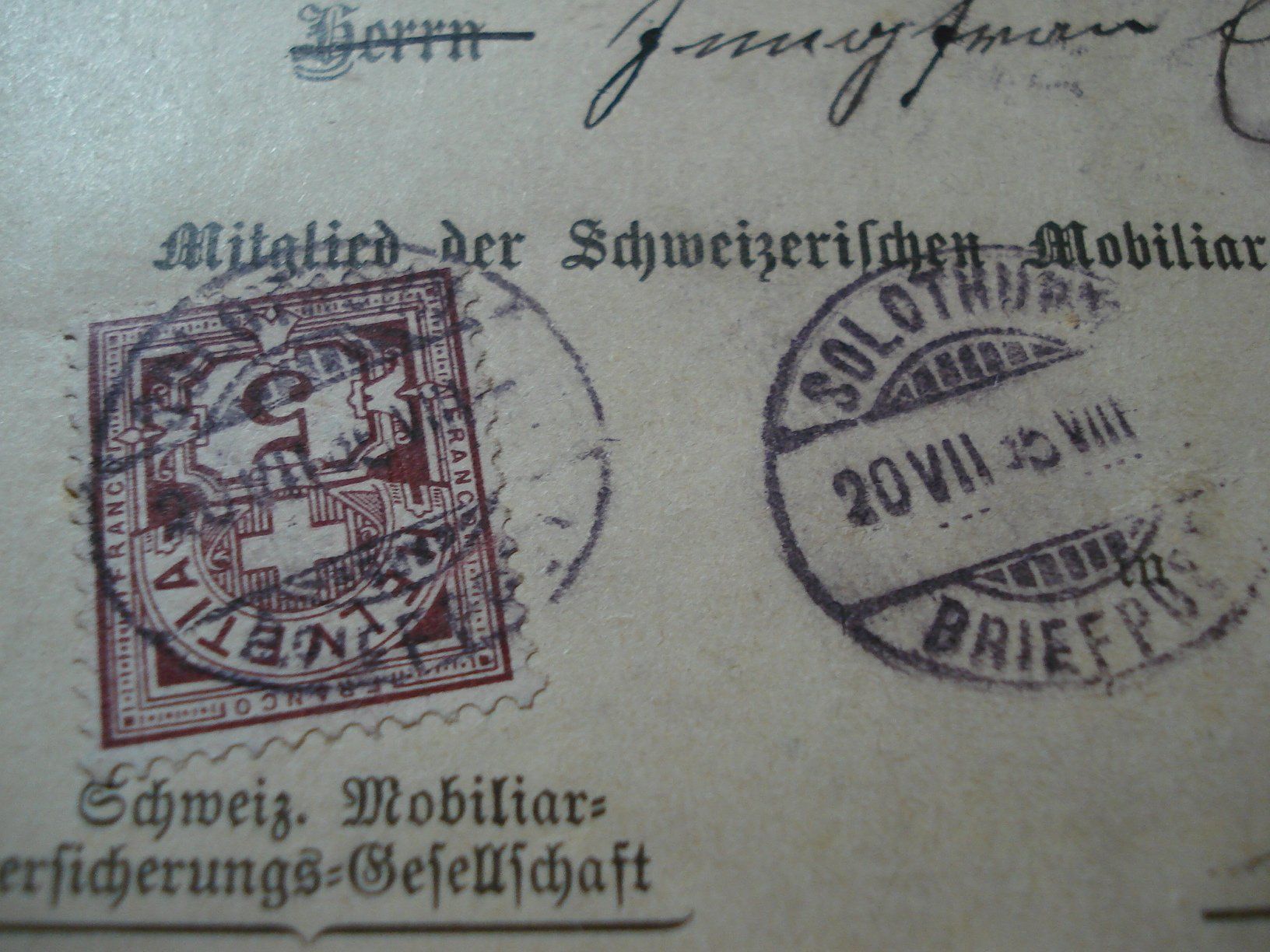 Tutti i francobolli: Faltbrief 1885, Mobiliar-Versicherung o Solothurn – Usato da Niederwil AG venduto da morostahu 1