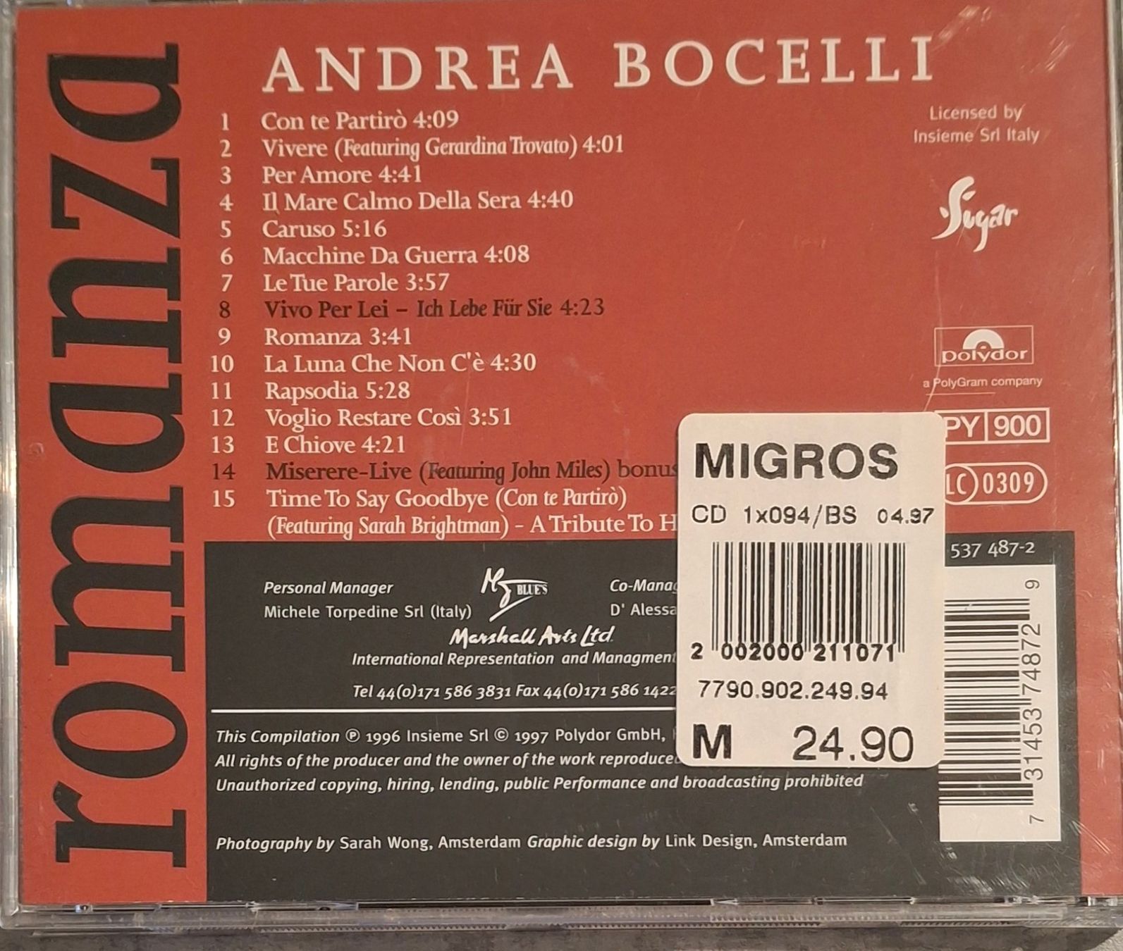 CD: Andrea Bocelli - romanza – Usato da Reinach BL venduto da Chela04 1