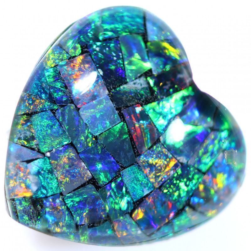Pietre preziose: Australian Opal Triplet Mosaic Herz 5.00 – Nuovo (secondo la descrizione) da Bern venduto da Grindelwaldaus 1