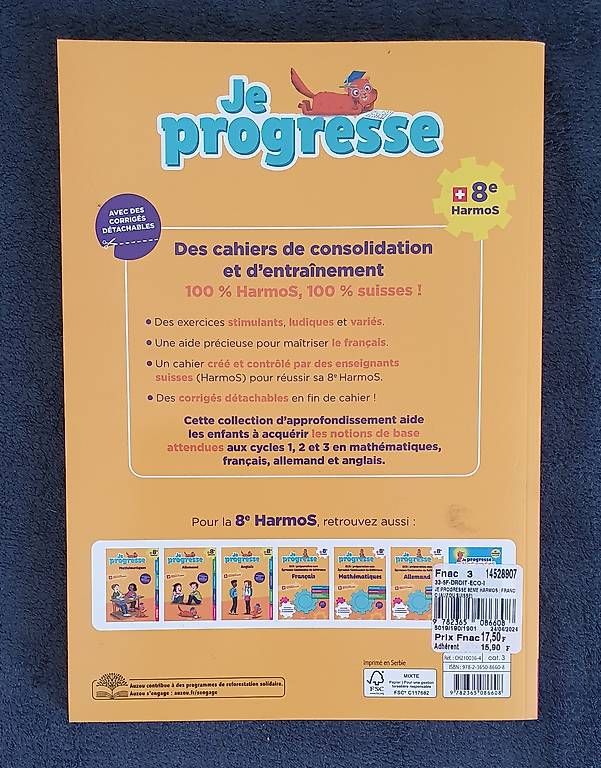 Libri: Français + maths 8 Harmos Je progresse – Usato da Servion venduto da meno999 2