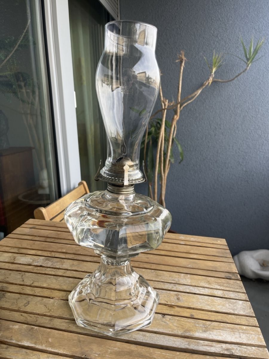 Lampade: grosse Petrol Lampe mit Glassfuss – Usato da Wila venduto da Andrea-8492 1