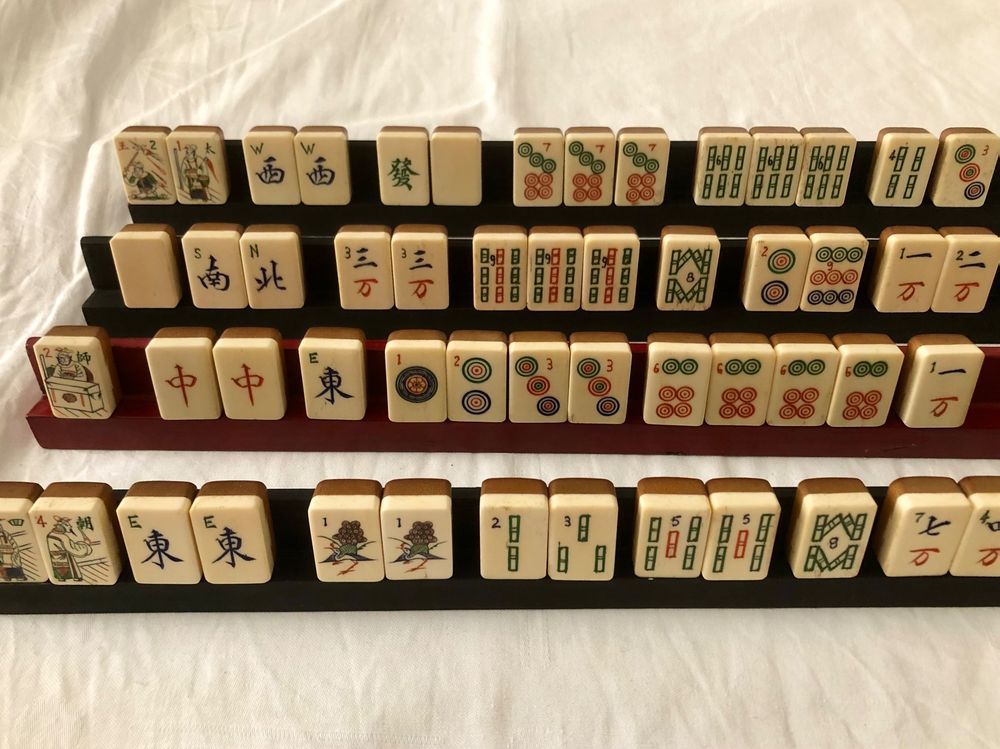 China 4 Mahjong Racks, Ablage für Spielsteine antik | Acheter sur Ricardo