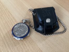 Taschenuhr, Heulende Wölfe&Lederetui&Edelstahlkette, F.Mint