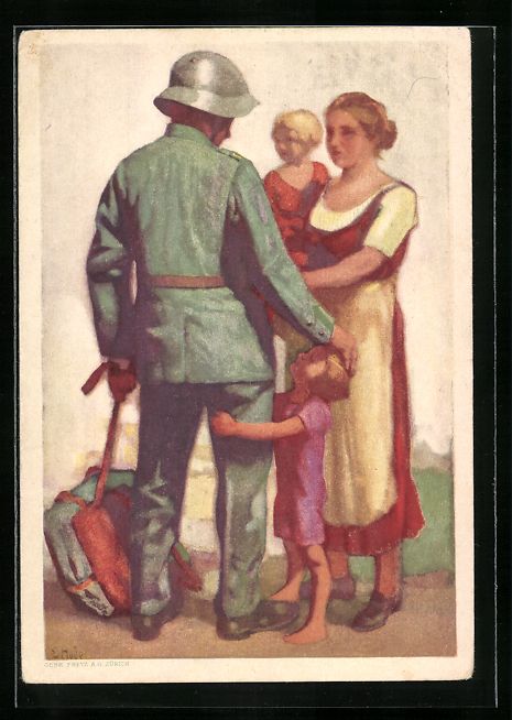 Ansichtskarten: Bundesfeier 1929, Schweizer Soldat mit S – Gebraucht aus Berlin von bartko-reher
